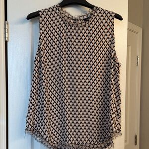Who What Wear Black and White Patterned Blouse